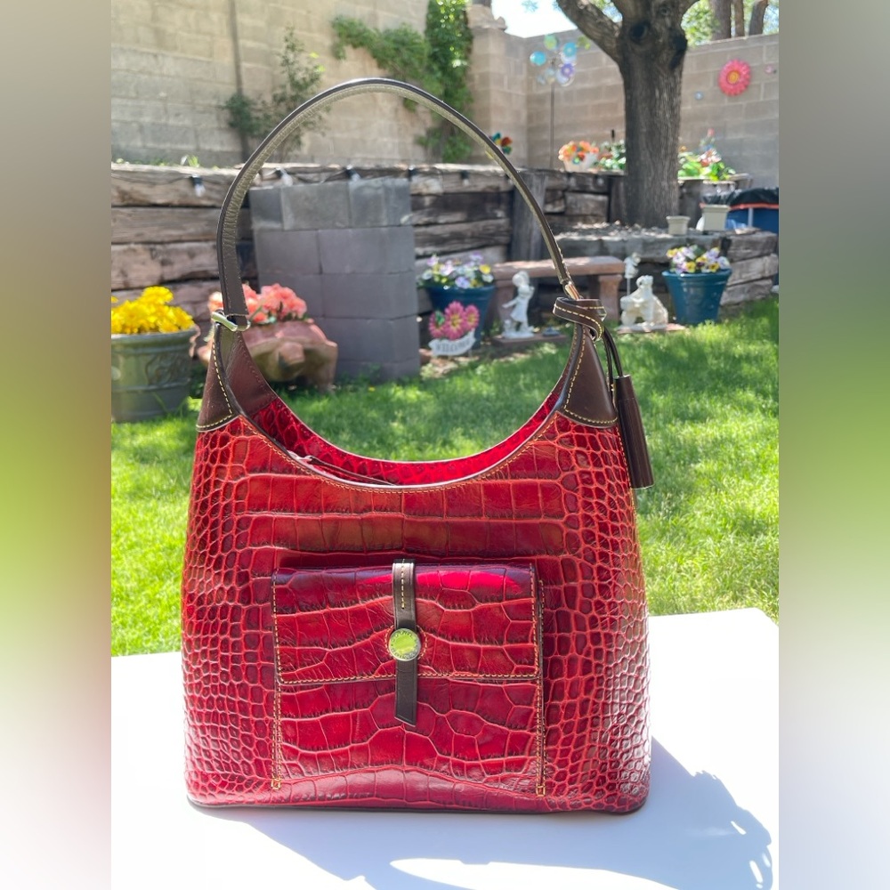 Dooney & Bourke Savanah Croco Embossed Leather Handbag